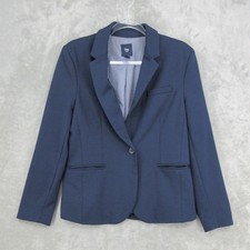 Gap Blazer Women 10 Ponte Knit Fitted Office Career Classic Navy Blue Nautical