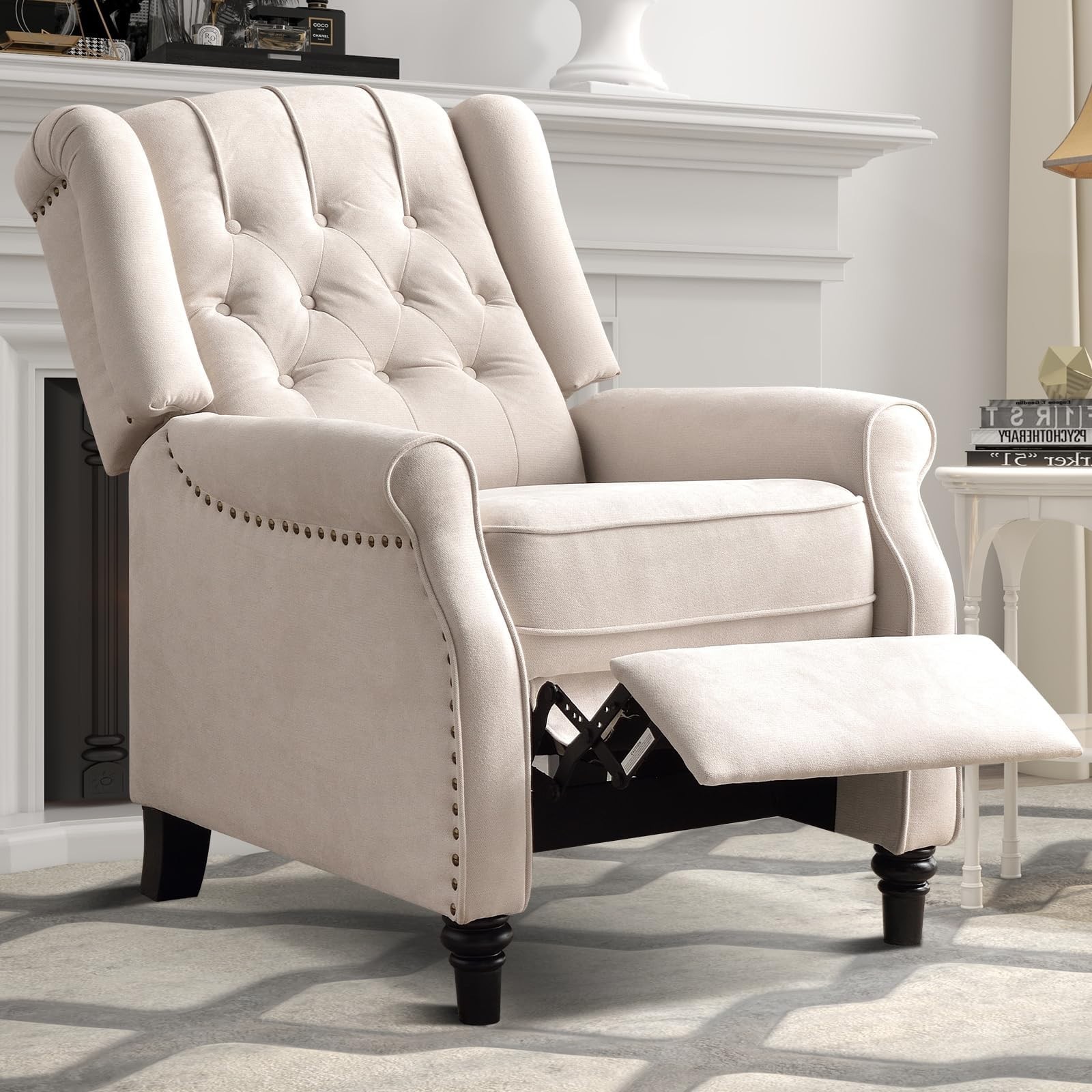 Canmov Pushback Recliner Chair with Rivet Decoration,Push Back Recliner Armchair