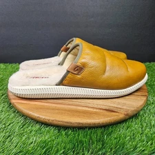 Olukai Mua 'Ili Men Size 10 Leather Slippers Slides Sandal Shoes Shearling Lined