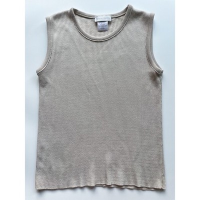 Women's Pierre Cardin Neutral Beige Knit Sweater Tank Size Medium