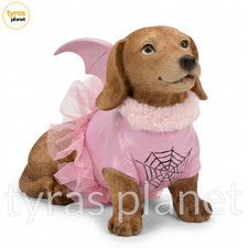 Halloween Dachshund with Pink Bat Costume  Tutu  Resin Dog Figurine New