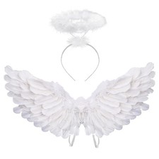 Angel Costume Wings And Halo Angel Costume for Girls Kids Women Adult Halloween