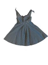 Unique Vintage Dress Women's 3X 20 Gingham Black White Swing Sweetheart Neckline