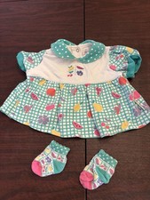 Vintage 1995 PICNIC by Gymboree Girls NB Top Socks Flowers Fruit Green Polka Dot