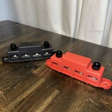 Pair Red  Black 4 X 3/8"Stud Power Distribution Block Busbar With Cover M10 New