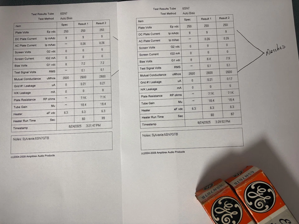 Par de Sylvania 6SN7GTB - Amplitrex verificado - ver fotos Foto 4 de 4