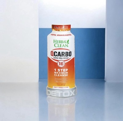 Herbal Clean QCarbo16 Same Day Detox Drink 16oz Straw-Mango Maximum Cleanse 