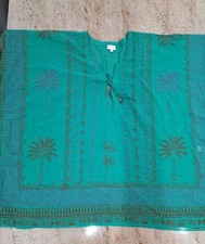 New Women's RANEES Green Cotton Short Caftan Summer Dress One Size