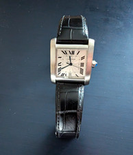 Cartier Tank Francaise Ref 2564 Automatic 30mm Steel Date Black Leather