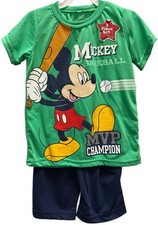 NWT Disney Mickey Mouse Boys 2-Piece Short Sleeve Shorts Set Size 3T