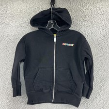 Off-White Hoodie Kids 6 Black Full Zip Fleece Arrows Logo Back Print Graphic