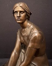 Antigua escultura francesa de bronce Juana de Arco Juana de Arco firmada por H. Chapu siglo XIX