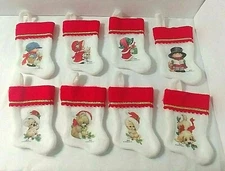 Vintage Mini Christmas Stockings Lot 8 Koala Cat Dog Bear Boy Girl 6" Morehead