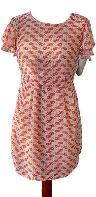 * Vero Moda * sommerliches Kirschen Kleid Rot Beige  Gr. 36
