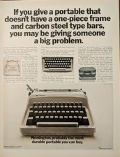 1967 Remington Typewriter Print Ad, Most Durable Portable Electric Typewriter  thumbnail
