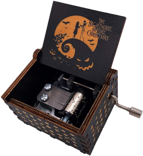 The Nightmare before Christmas Music Box Hand Crank Musical Box Carved Wood Musi - Picture 8 of 12