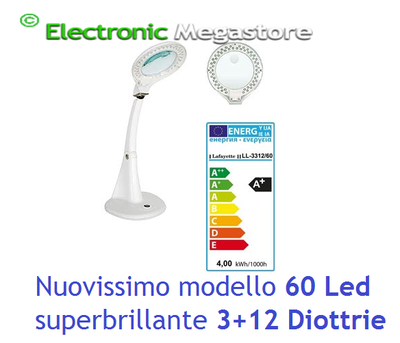 LENTE INGRANDIMENTO DA LABORATORIO DA TAVOLO A LED 3+12 DIOTTRIE