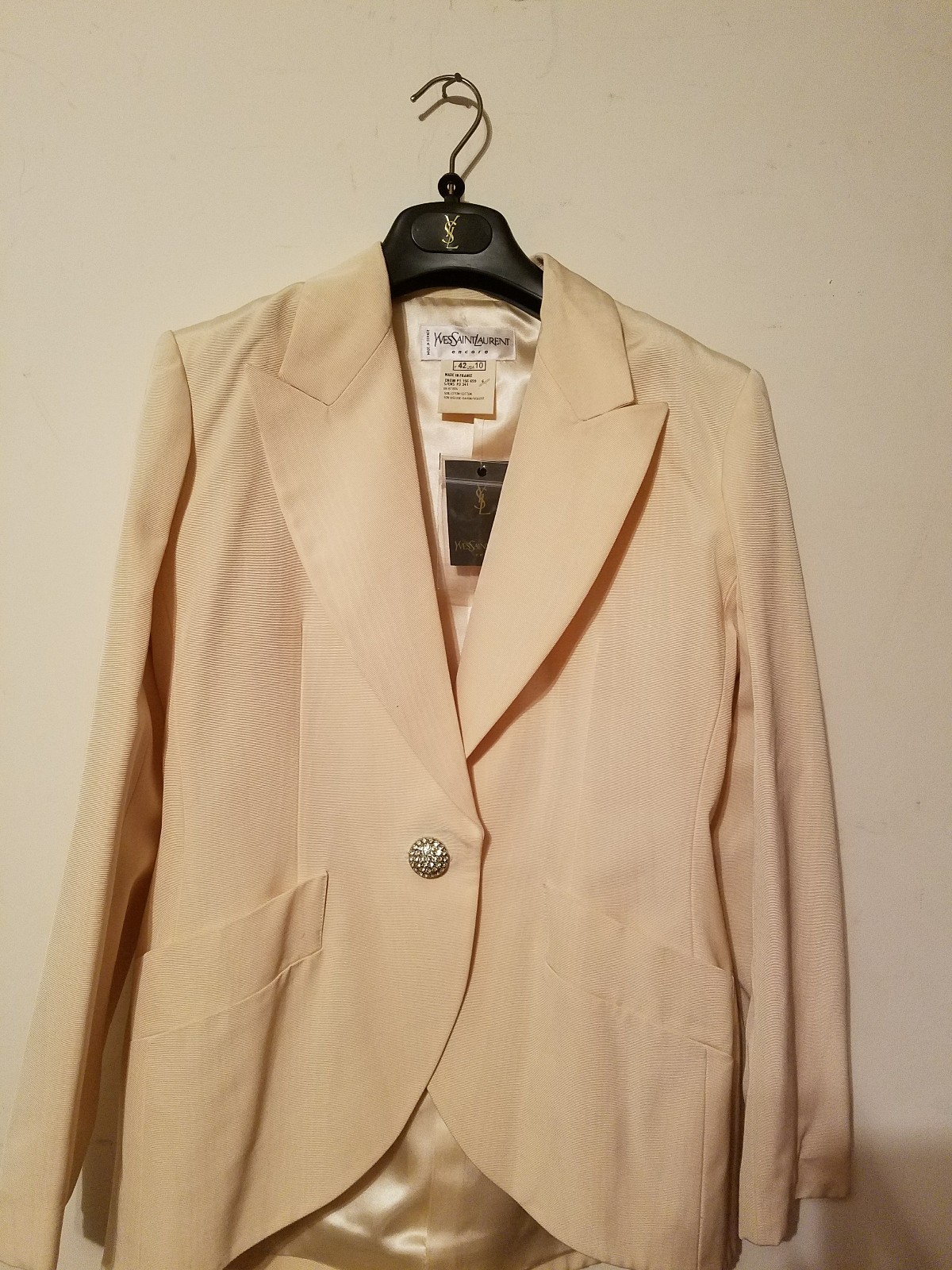 Set tuta gonna donna vintage Yves Saint Laurent Encore avorio taglia 10 (FR 42)