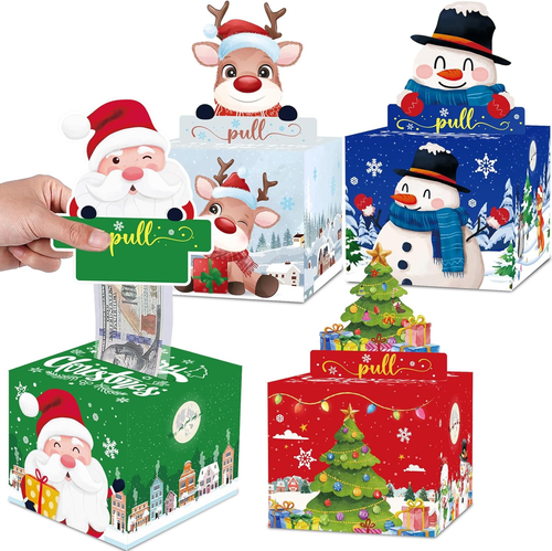 4 Pack Christmas Money Box for Cash Gift Pull, Surprise Money Holder for Kids Ad - Picture 8 of 12