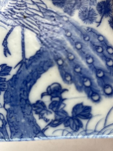19C Chinese Blue & White Square Porcelain Box Bird & Flower Motif - Picture 21 of 22