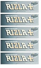 5x Rizla Rolling Papers Silver Super Thin Single Wide 50 Lvs/Pk USA Shipped 