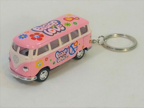 Porte-clés Volkswagen Combi T1 Rose - Style Vintage Et Fun - NEUF - Idée Cadeau