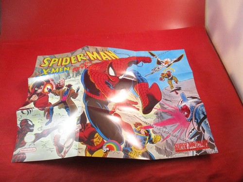 Spider-man X-Men Arcade's Revege Super Nintendo SNES Foldble Promo Poster Insert