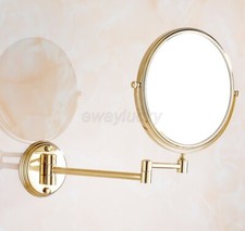 Gold Brass Folding Arm Wall Mount Magnifying Cosmetic Bathroom Mirror wba629
