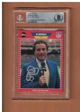 AL MICHAELS AUTOGRAPHED 1989 PRO SET ANNOUNCERS FOOTBALL CARD SIGNED BECKETT AU