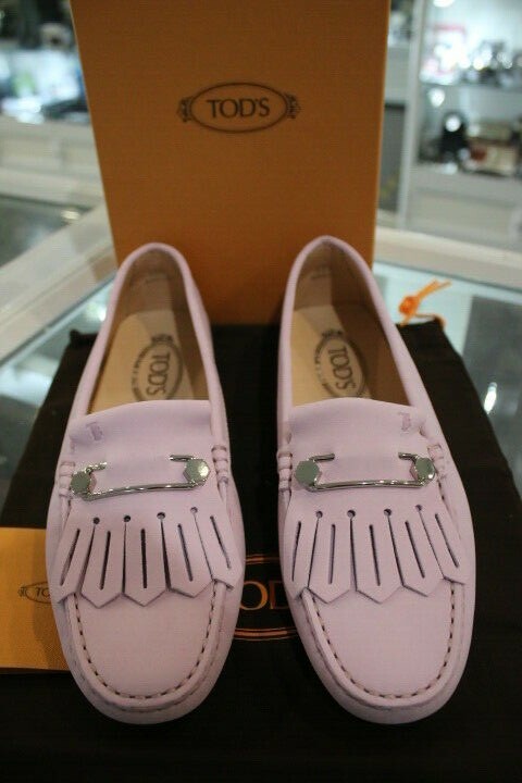TOD'S Heaven Pink Pin Fringe Leather Loafers Flats-Sz 39,5-New W