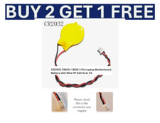 CR2032 CMOS / BIOS 2 Pin Laptop Motherboard Battery with Wire HP Dell Acer 3V-UK