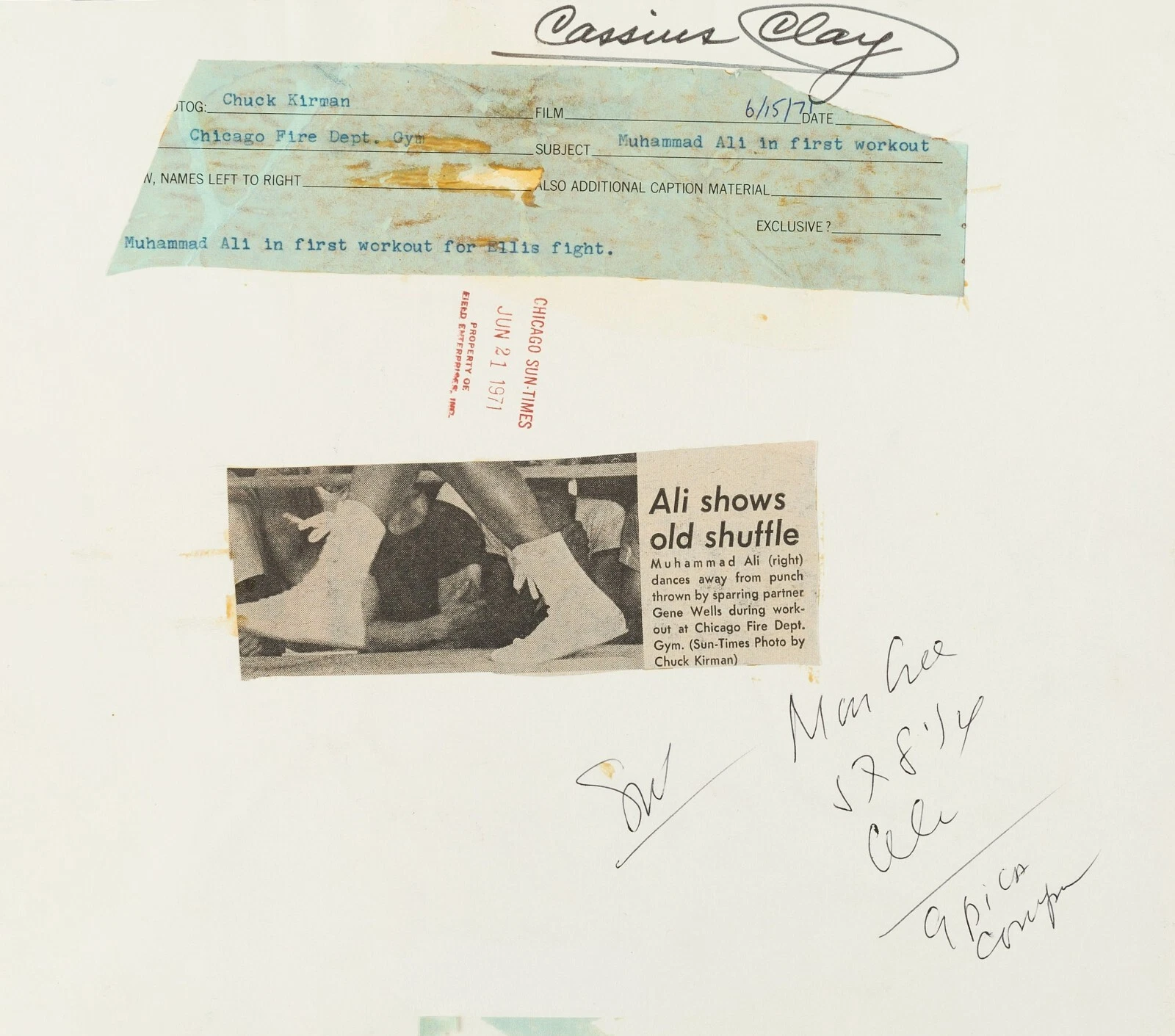 MUHAMMAD ALI IN RING SPARRING 1 1971 LARGE PHOTO ORIGINAL TYPE I PSA/DNA LOA - 画像2/3