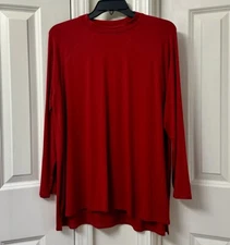 Eileen Fisher Fine Jersey  Long Sleeve Crew Neck Top, Size-M