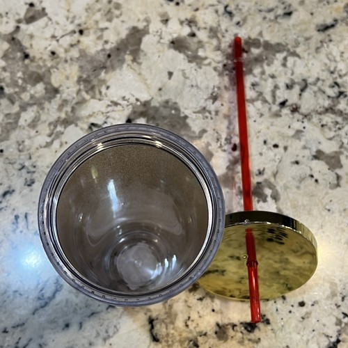 Starbucks Tumbler Gold Glitter With Glitter Red Straw - Picture 8 of 11