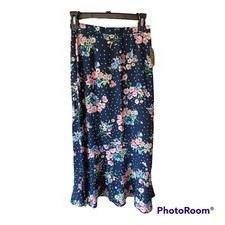 Sag Harbor Women's Midi Skirt 4P Flared Hem Floral Blue