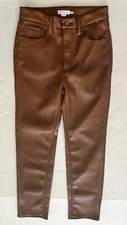 Good American Pants Women Sz 8/29 Burnt Caramel Faux Leather High Rise 148