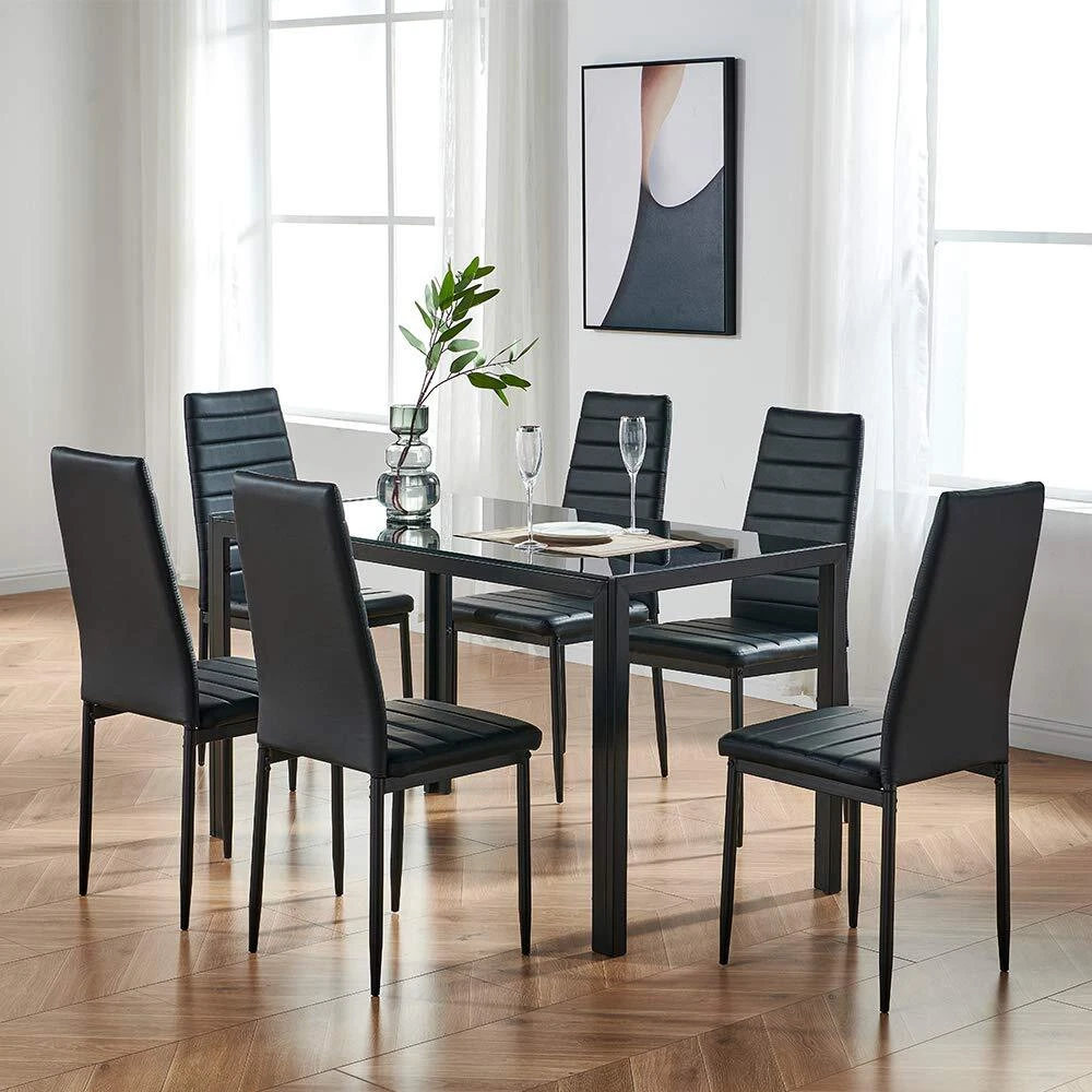 7 piece glass cheap dining table set