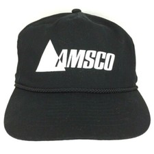 Vtg 80s Amsco Hat Block Script Spell Out Logo Snap Back Trucker Baseball Cap