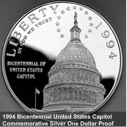 1994 Bicentennial Capital Silver Dollar US Mint Proof Coin - Picture 10 of 11