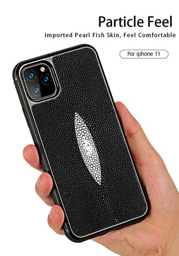 Genuine Real Stingray Leather Case Pear Fish Skin Cover For iPhone 16 15 Pro Max - Picture 11 of 18