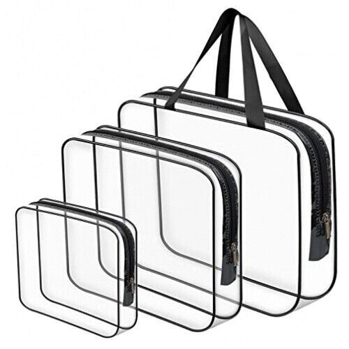 3Stk wasserdicht Transparent Beutel Kosmetik Tasche Kulturbeutel Make-Up Bag - Picture 3 of 11