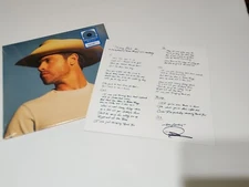 DUSTIN LYNCH Signed 12x12 Lyric Sheet Thinking ‘Bout You Autographed Bundle LP