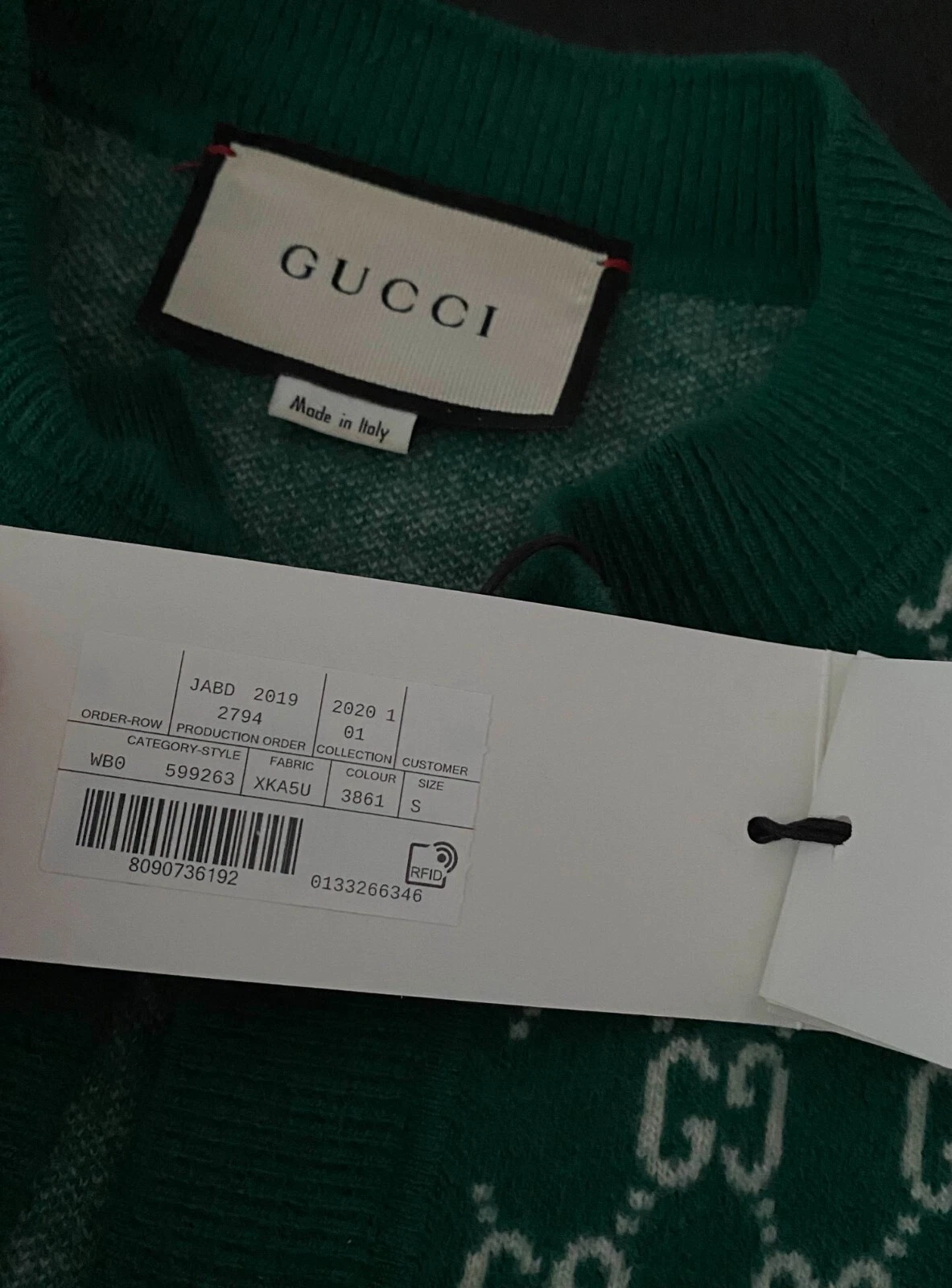 GUCCI Cardigan in maglia di lana verde da donna in S modello GG Authentic