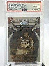 2020-21 Panini Certified Gold Team rookies #1 Anthony Edwards RC PSA 10 Gem Mint