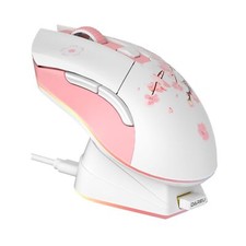 DAREU Sakura Pink Wireless Gaming Mouse with Charging Dock Rechargeable RGB,1...