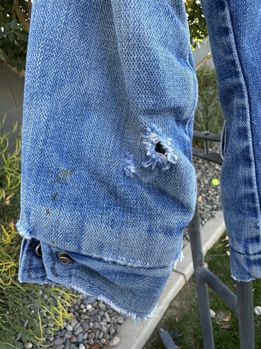 VINTAGE Wrangler Rainbow Tag Kid Denim Trucker Sherpa Chore Barn Jean Jacket - Picture 11 of 22
