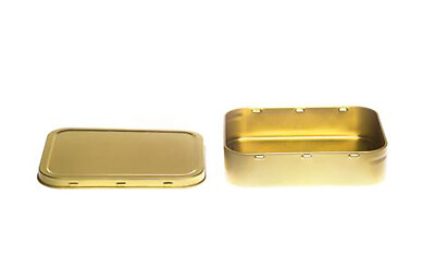 10 x Metal 1oz / 25g Tobacco Tin with Lids - Plain Gold / Gilt Colour