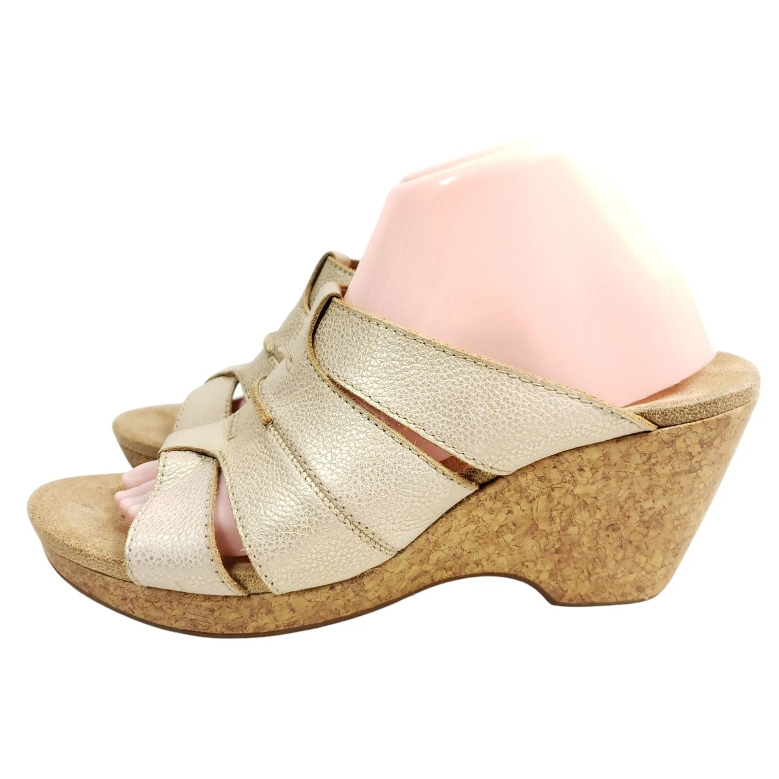 Sandali donna Clarks zeppa slide taglia 10 pelle panna