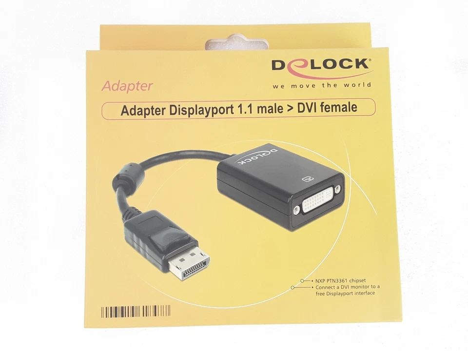 Delock Adapter 61847 DisplayPort 1.1 male > DVI female schwarz Neu&OVP - Bild 2 von 3