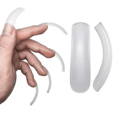Curved Nail Tips Press on Full Cover Extra Curve Square Gel x Thick Long XL X...